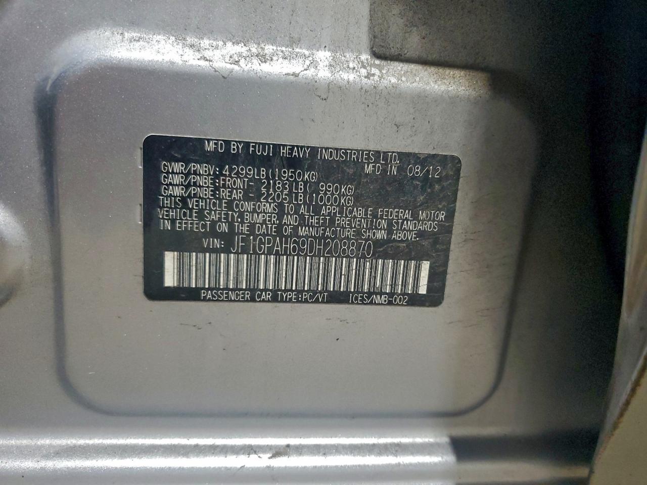 2013 SUBARU IMPREZA