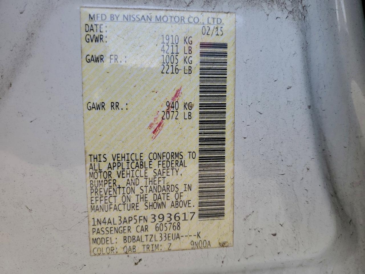 2015 NISSAN ALTIMA