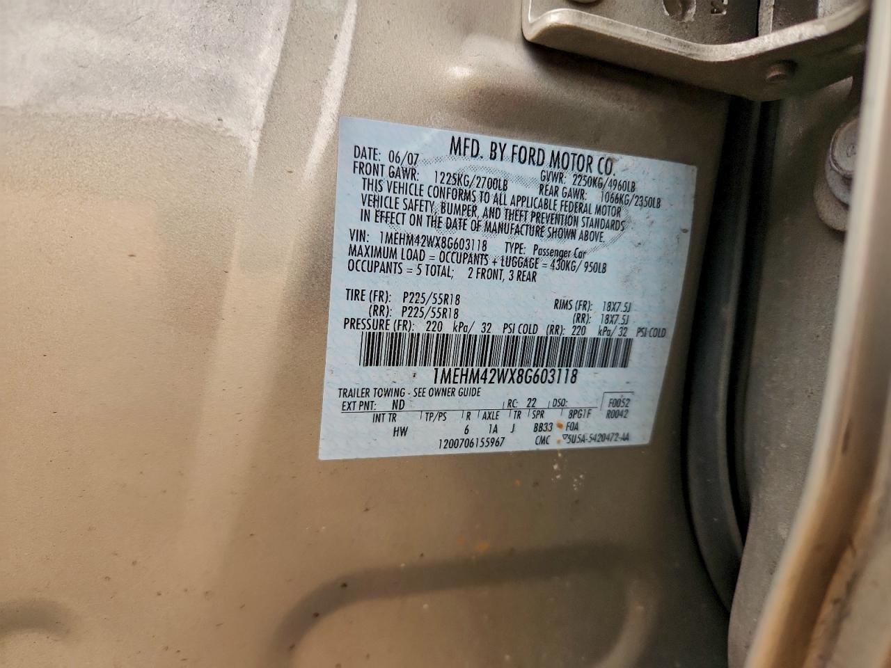 2008 MERCURY Sable