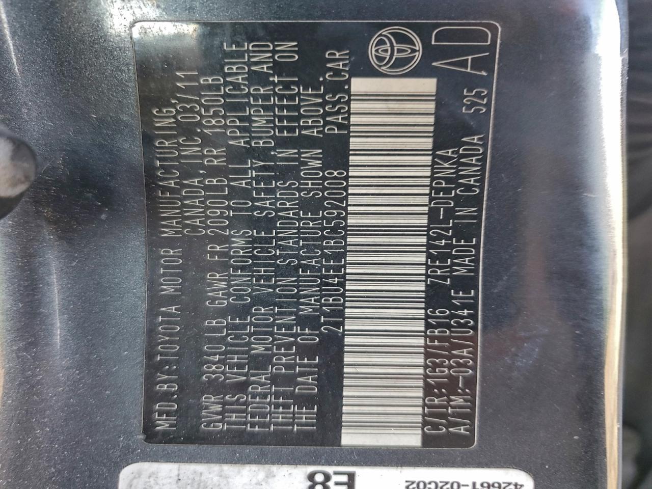 2011 TOYOTA COROLLA