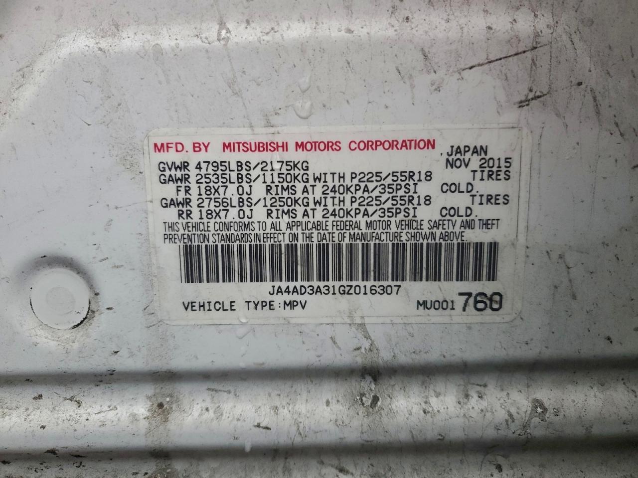 2016 MITSUBISHI outlander