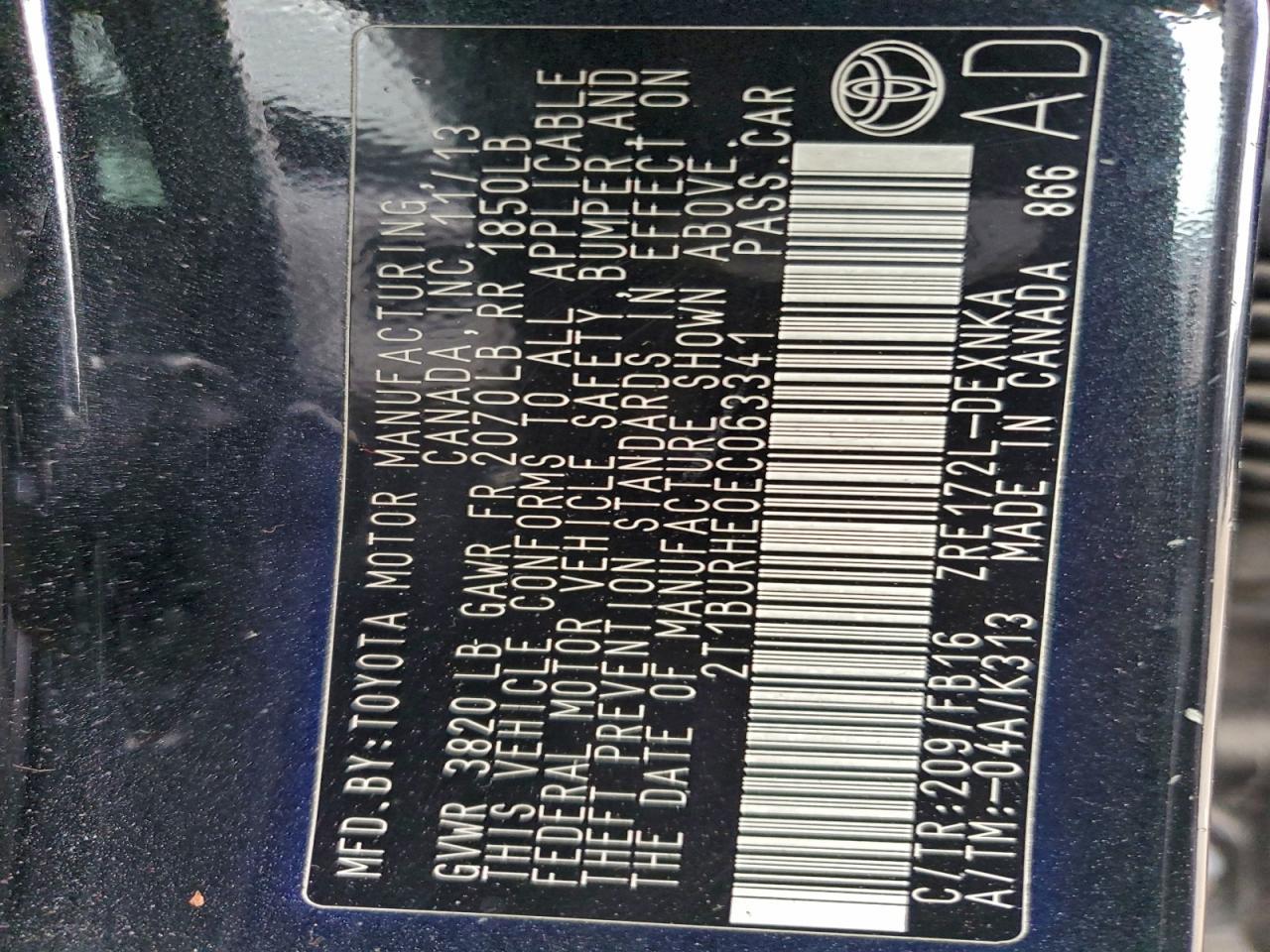 2014 TOYOTA COROLLA