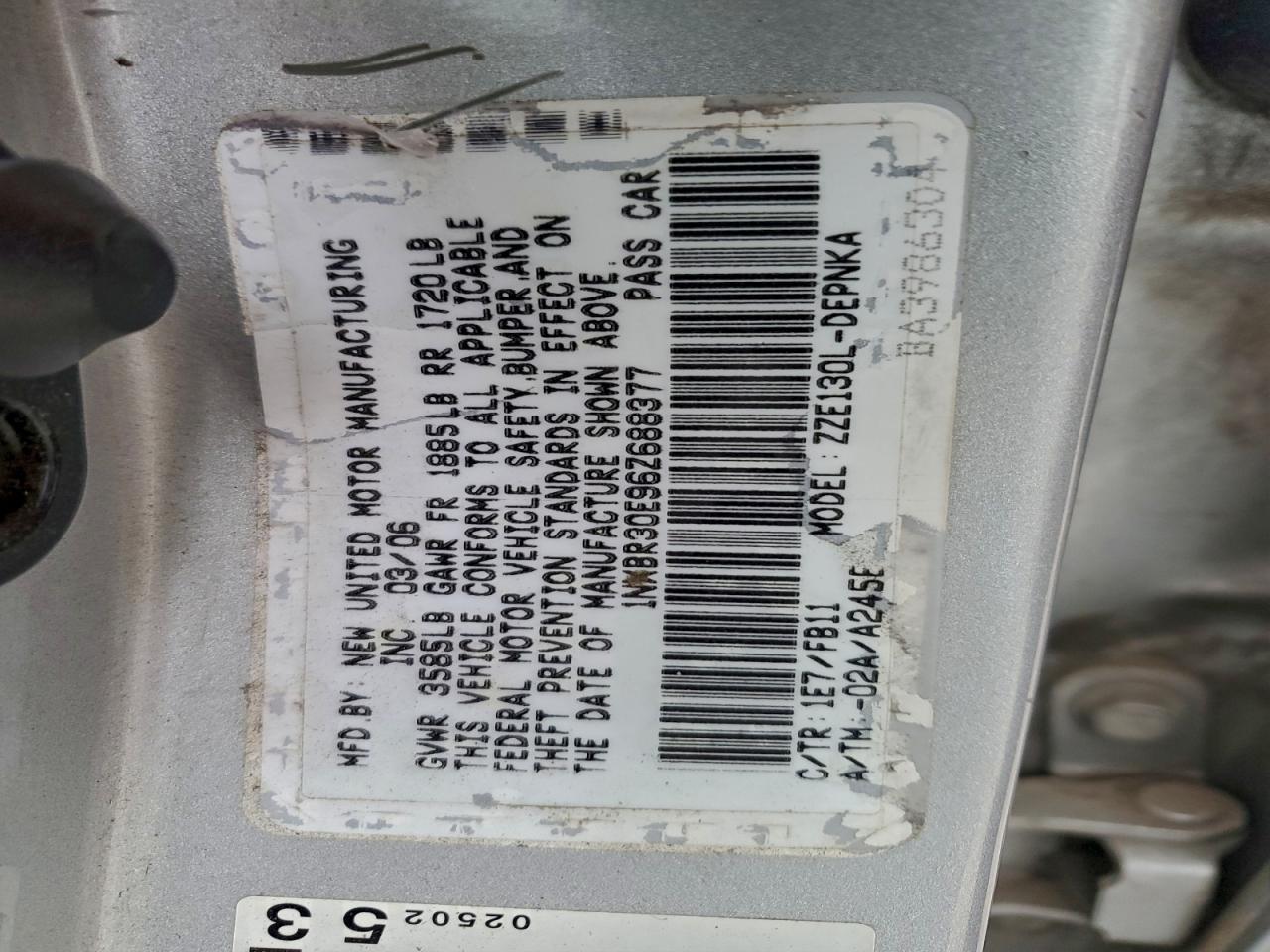 2006 TOYOTA COROLLA