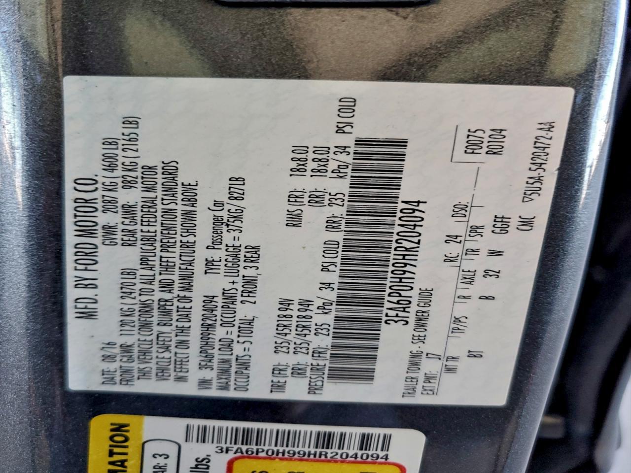 2017 FORD FUSION