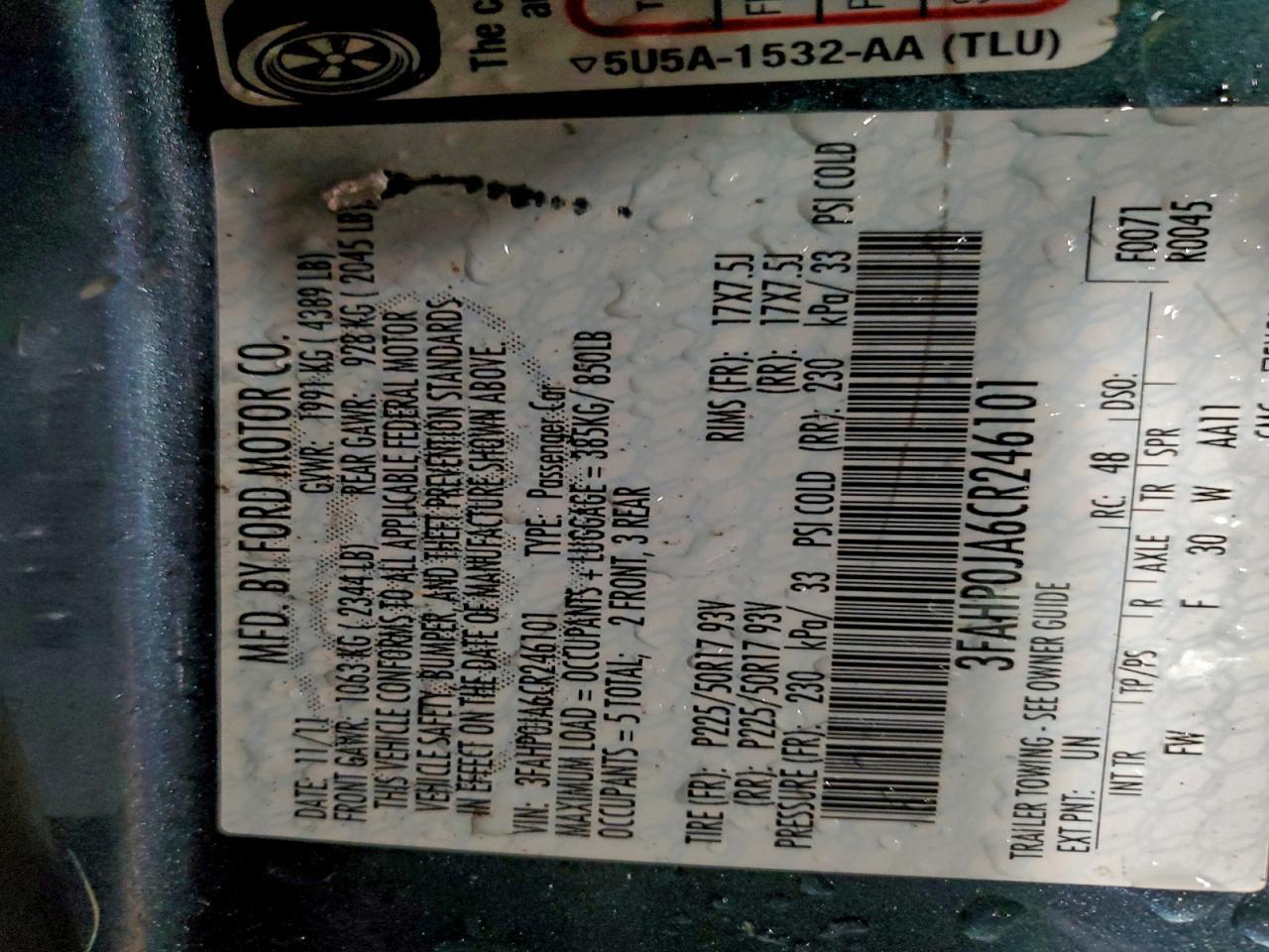 2012 FORD FUSION