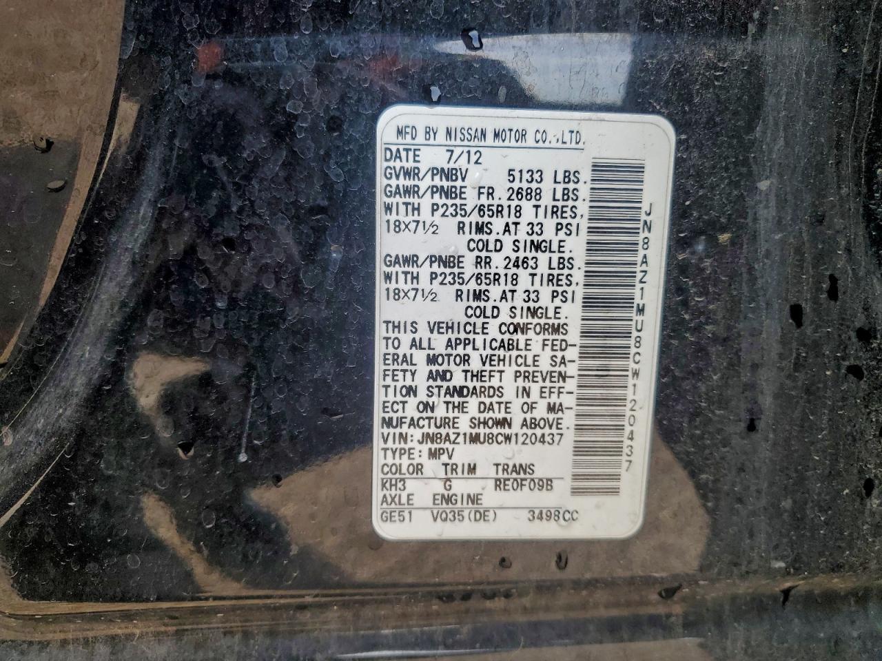 2012 NISSAN MURANO