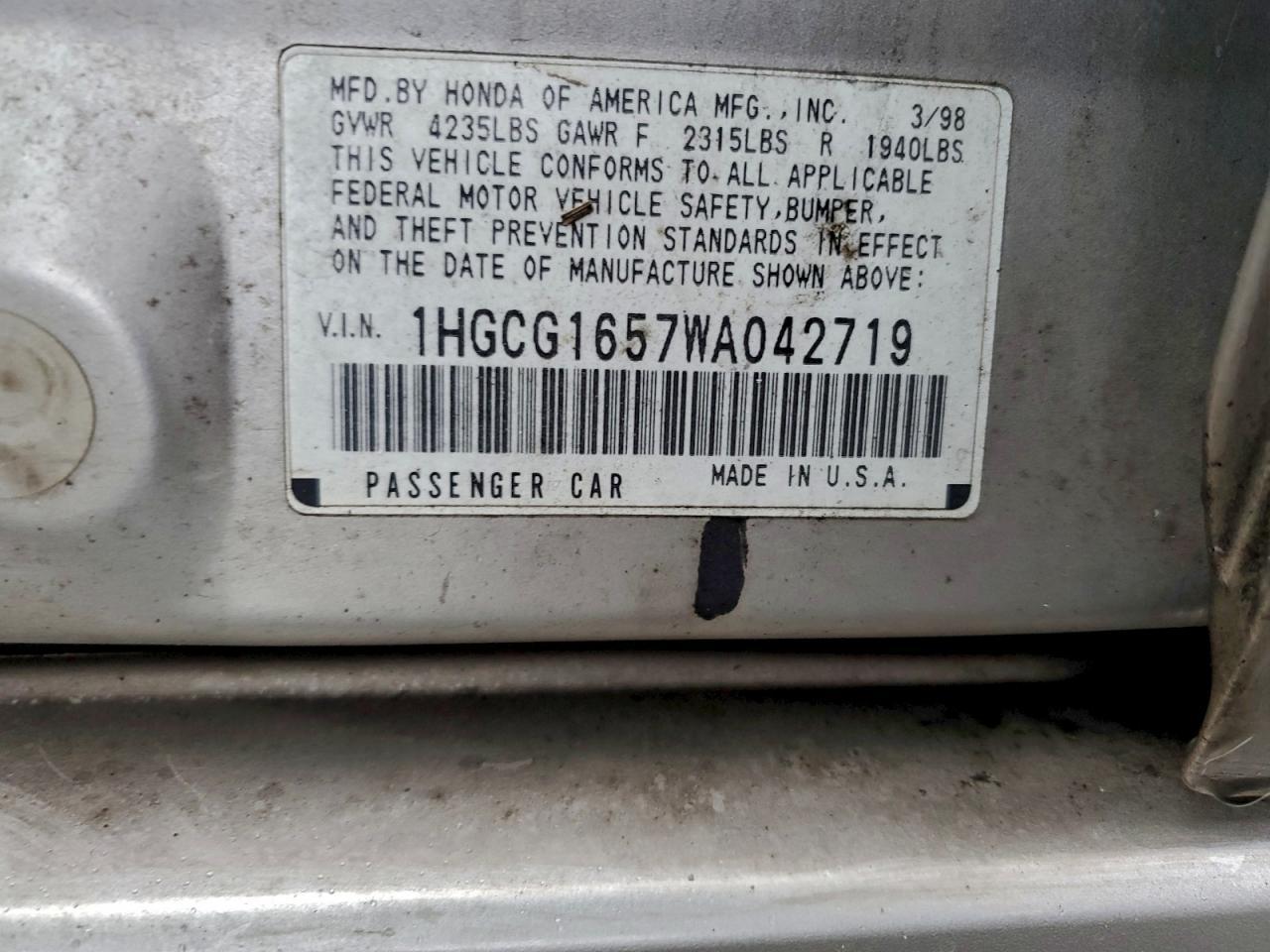 1998 HONDA ACCORD