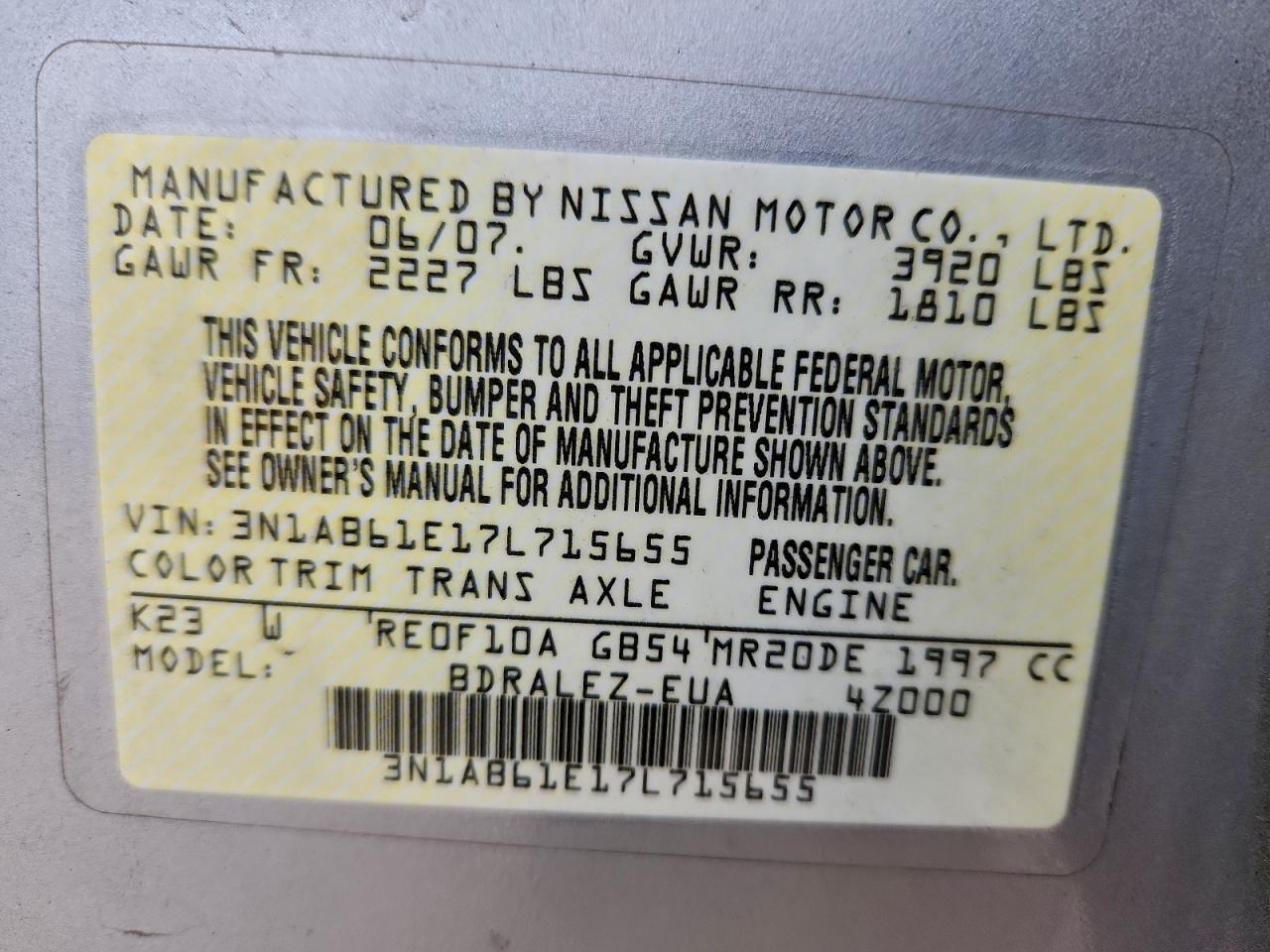 2007 NISSAN SENTRA