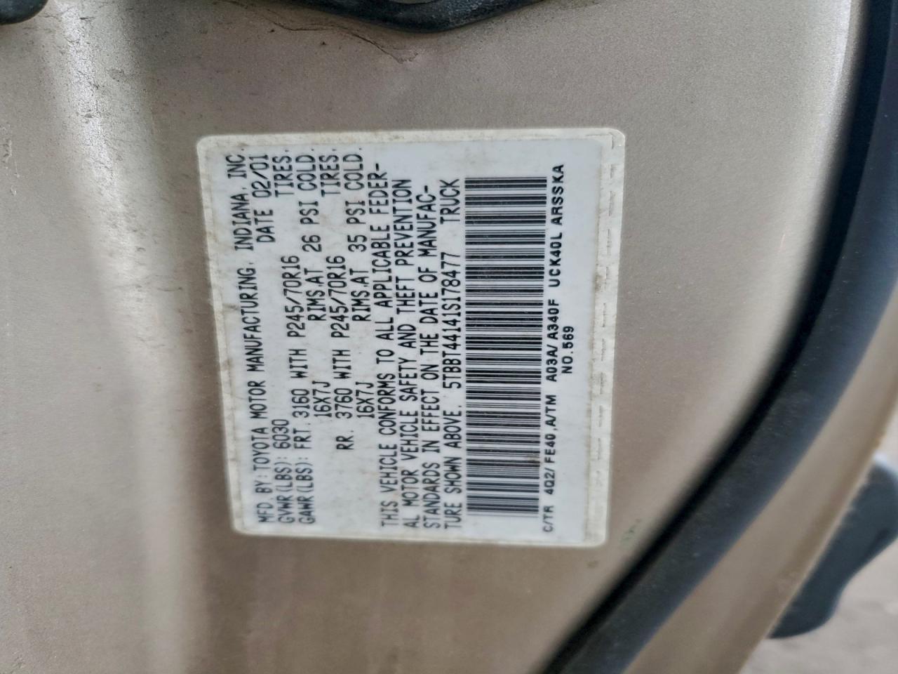 2001 TOYOTA TUNDRA