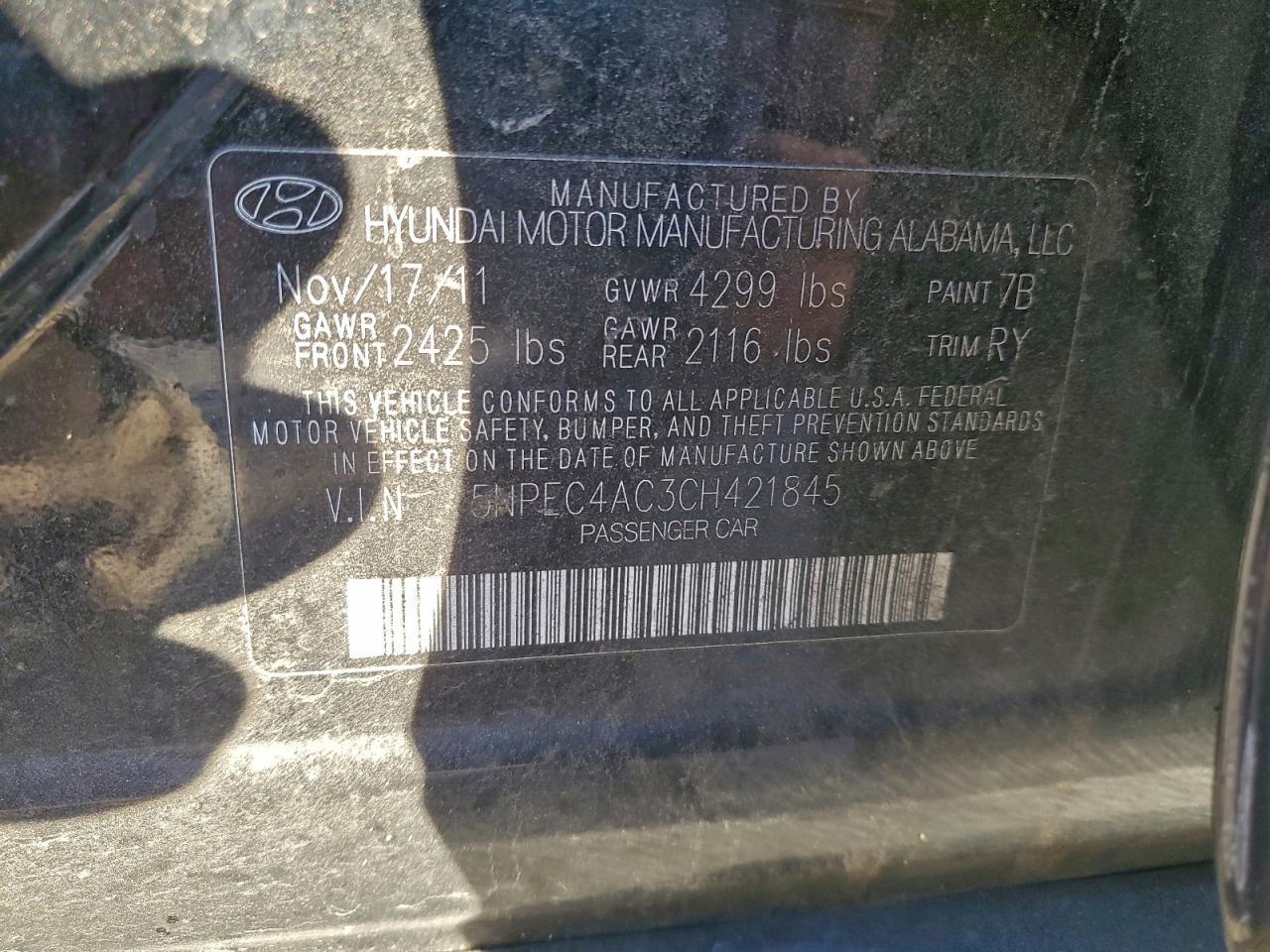 2012 HYUNDAI SONATA