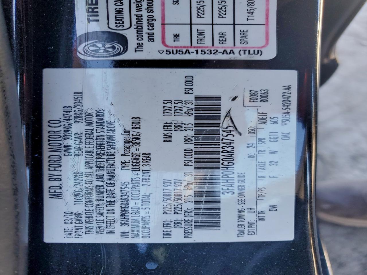 2010 FORD FUSION