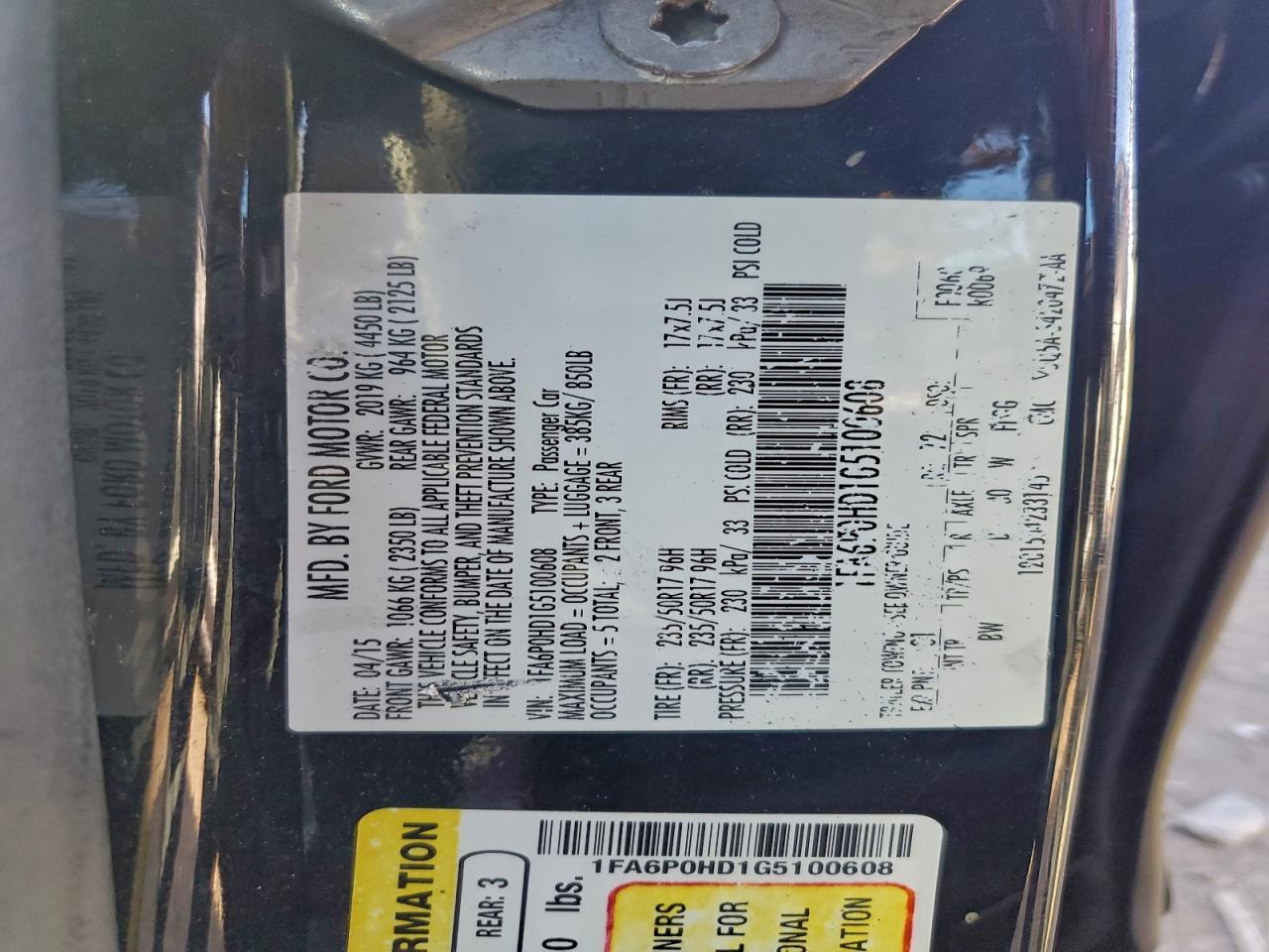 2016 FORD FUSION