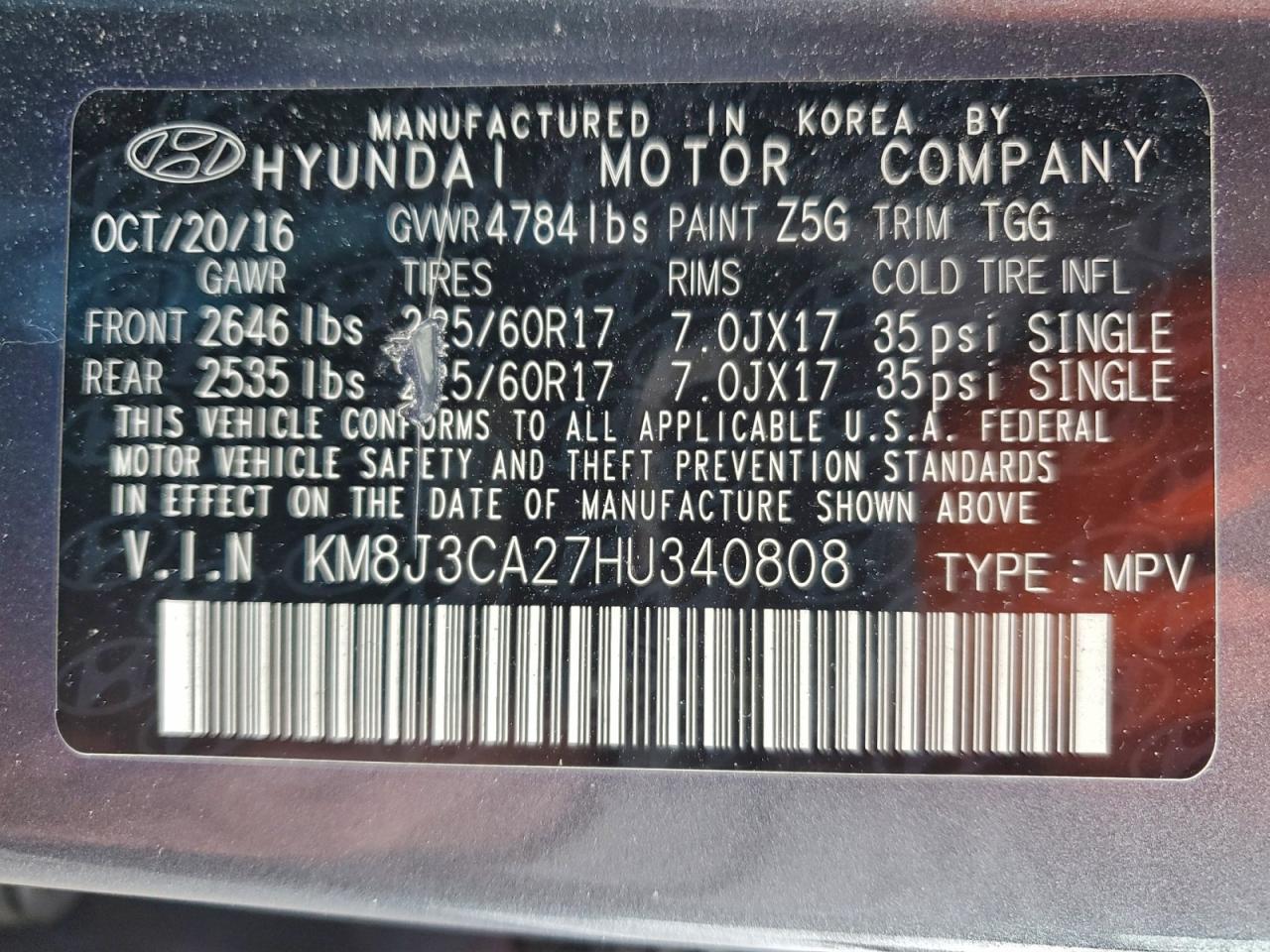 2017 HYUNDAI TUCSON