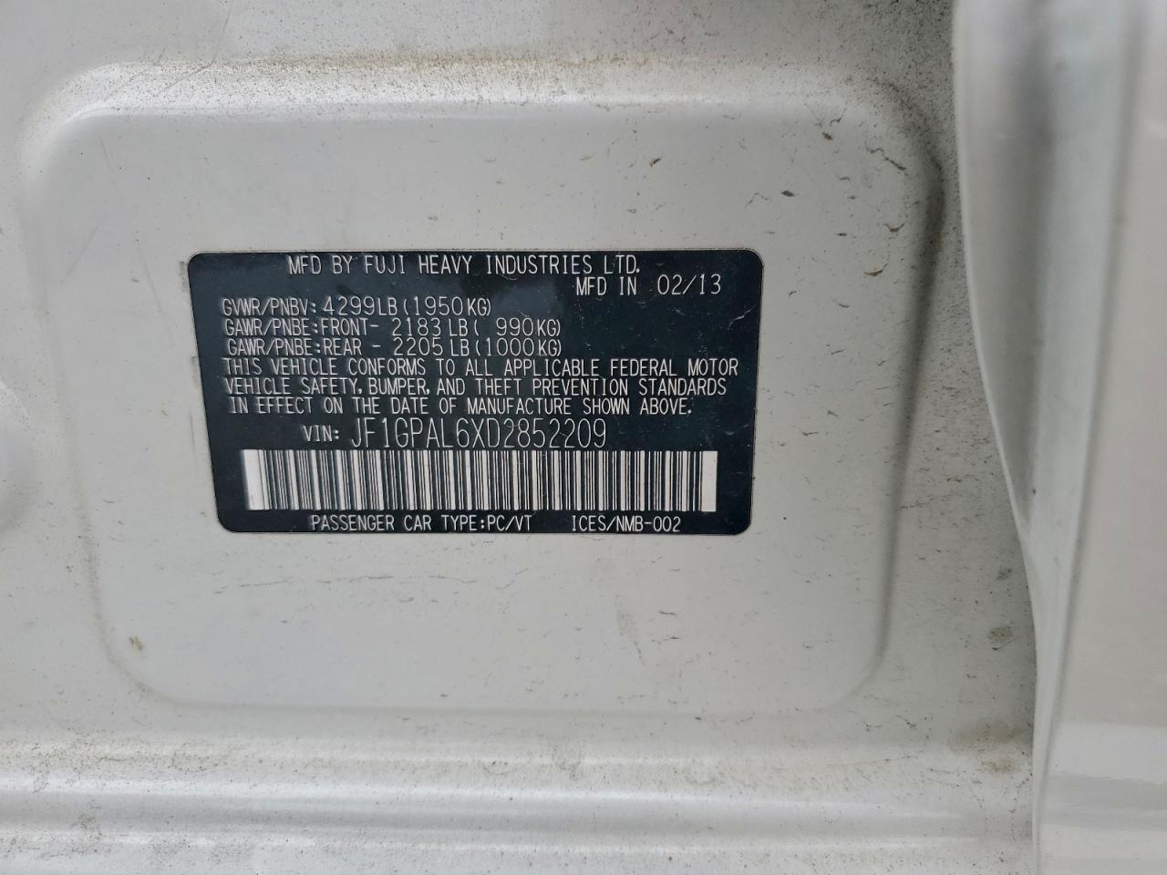 2013 SUBARU IMPREZA