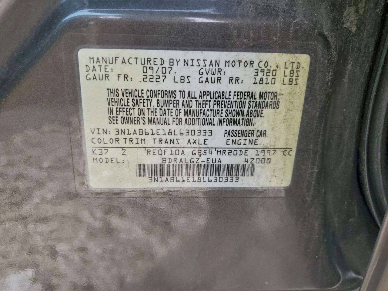 2008 NISSAN SENTRA