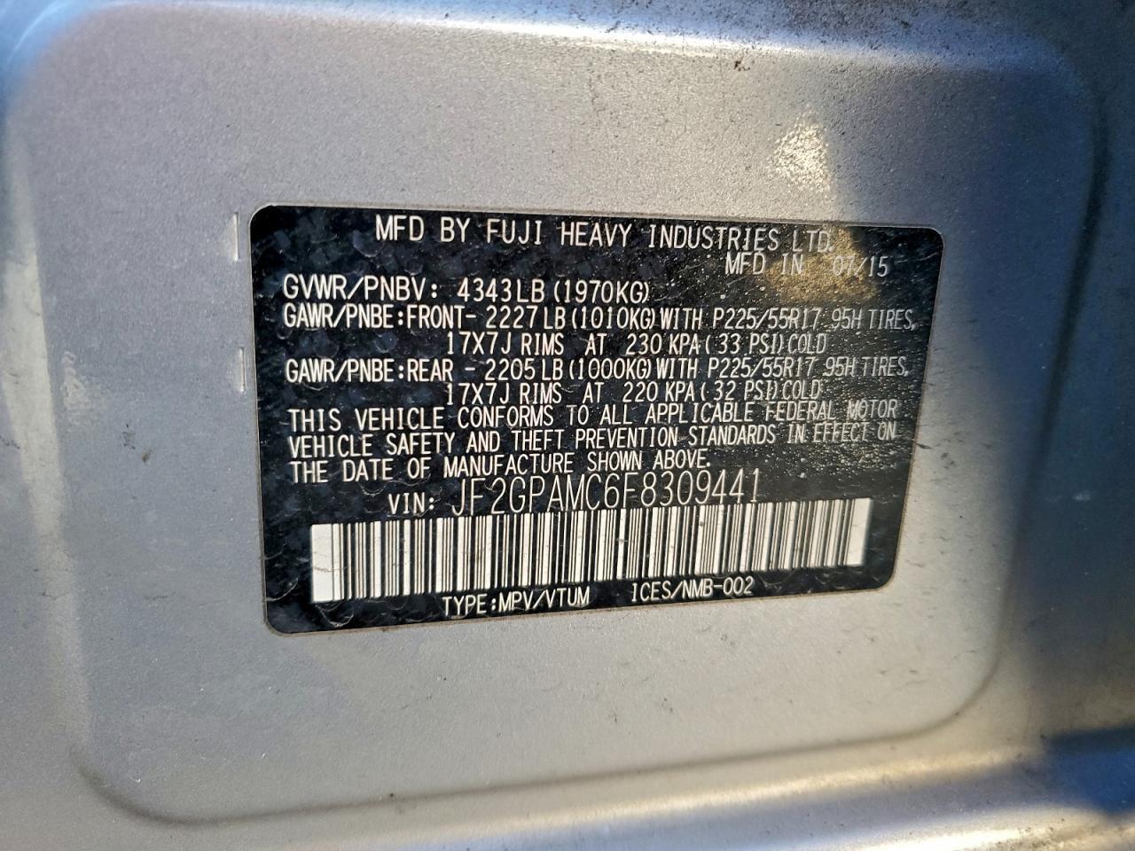 2015 SUBARU XV Crosstrek