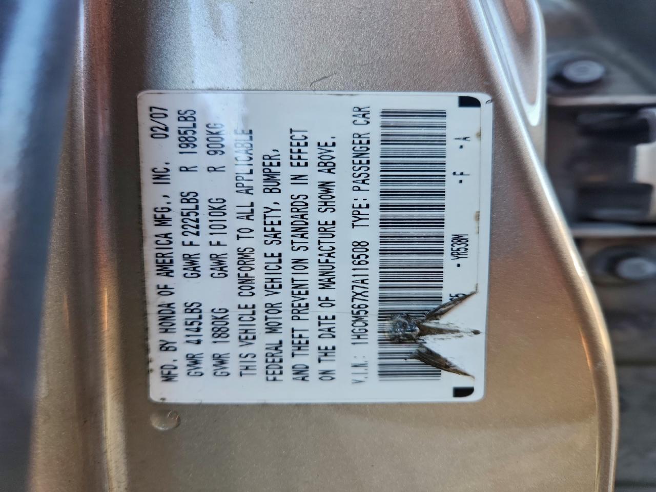 2007 HONDA ACCORD