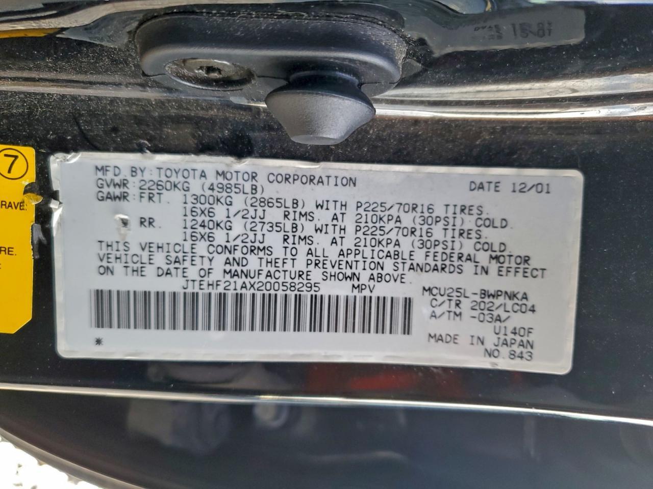 2002 TOYOTA HIGHLANDER