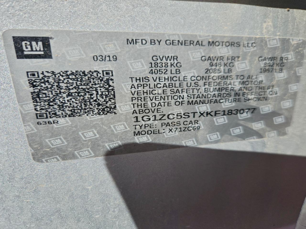 2019 CHEVROLET MALIBU