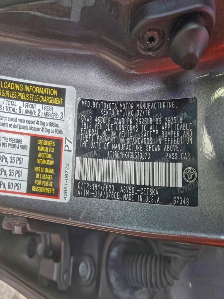 2016 TOYOTA CAMRY
