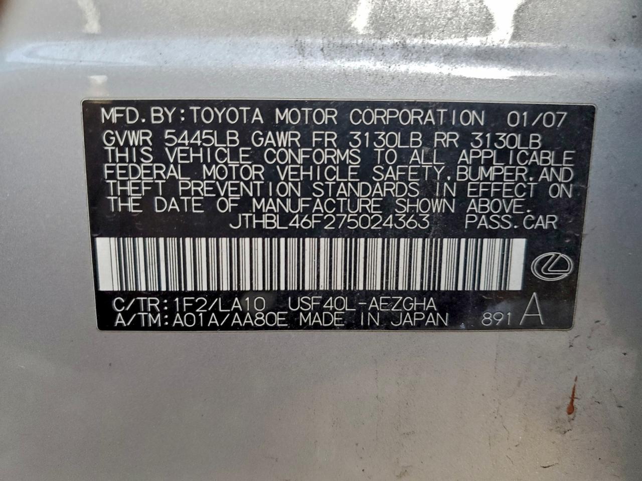 2007 LEXUS LS 460