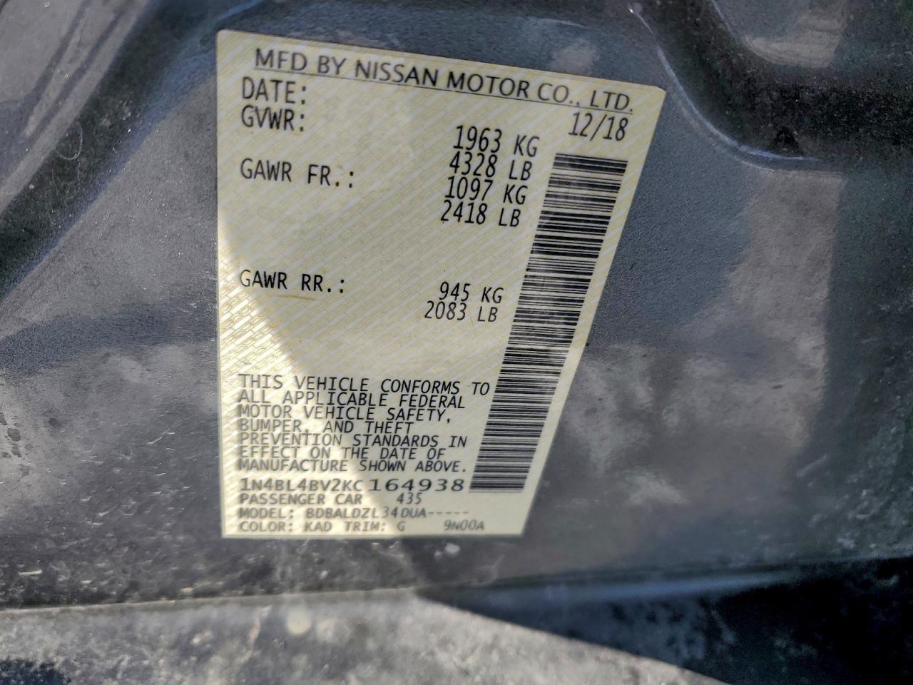 2019 NISSAN ALTIMA