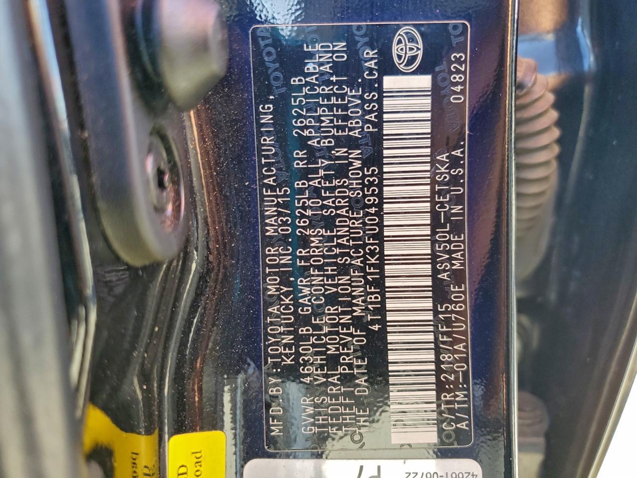 2015 TOYOTA CAMRY