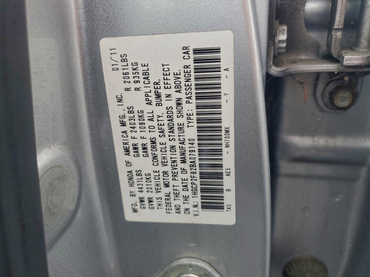 2011 HONDA ACCORD
