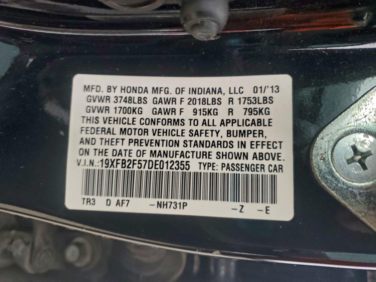 2013 HONDA CIVIC