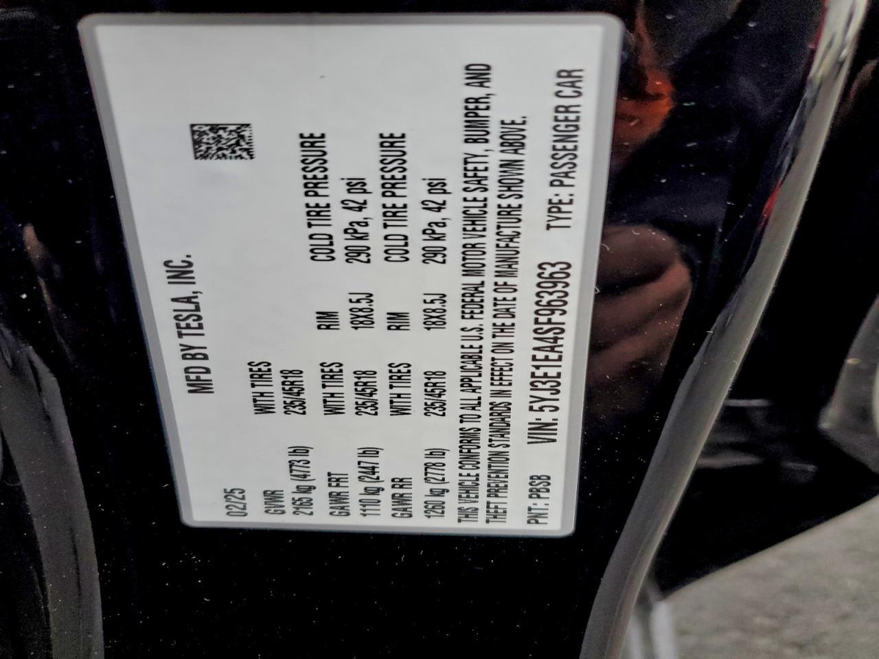 2025 TESLA MODEL 3