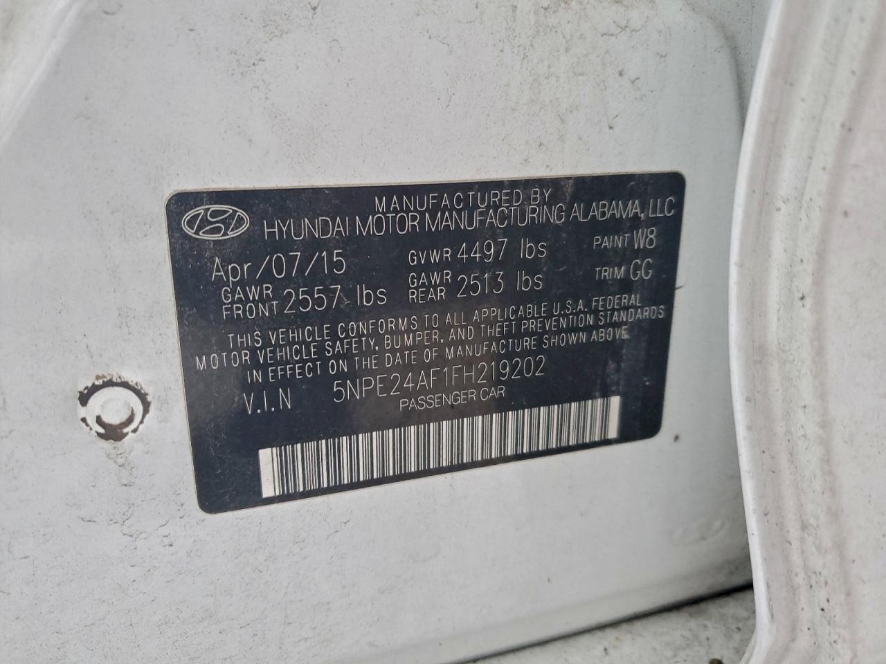 2015 HYUNDAI SONATA