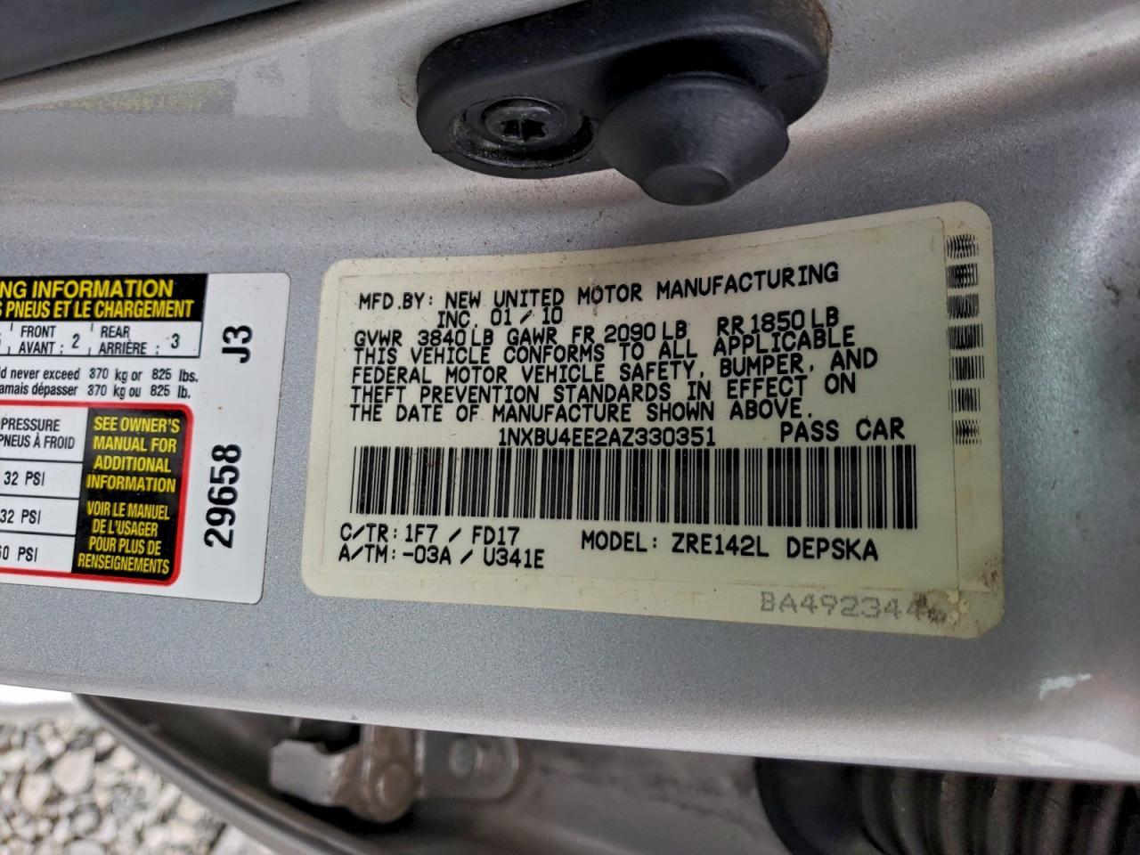 2010 TOYOTA COROLLA