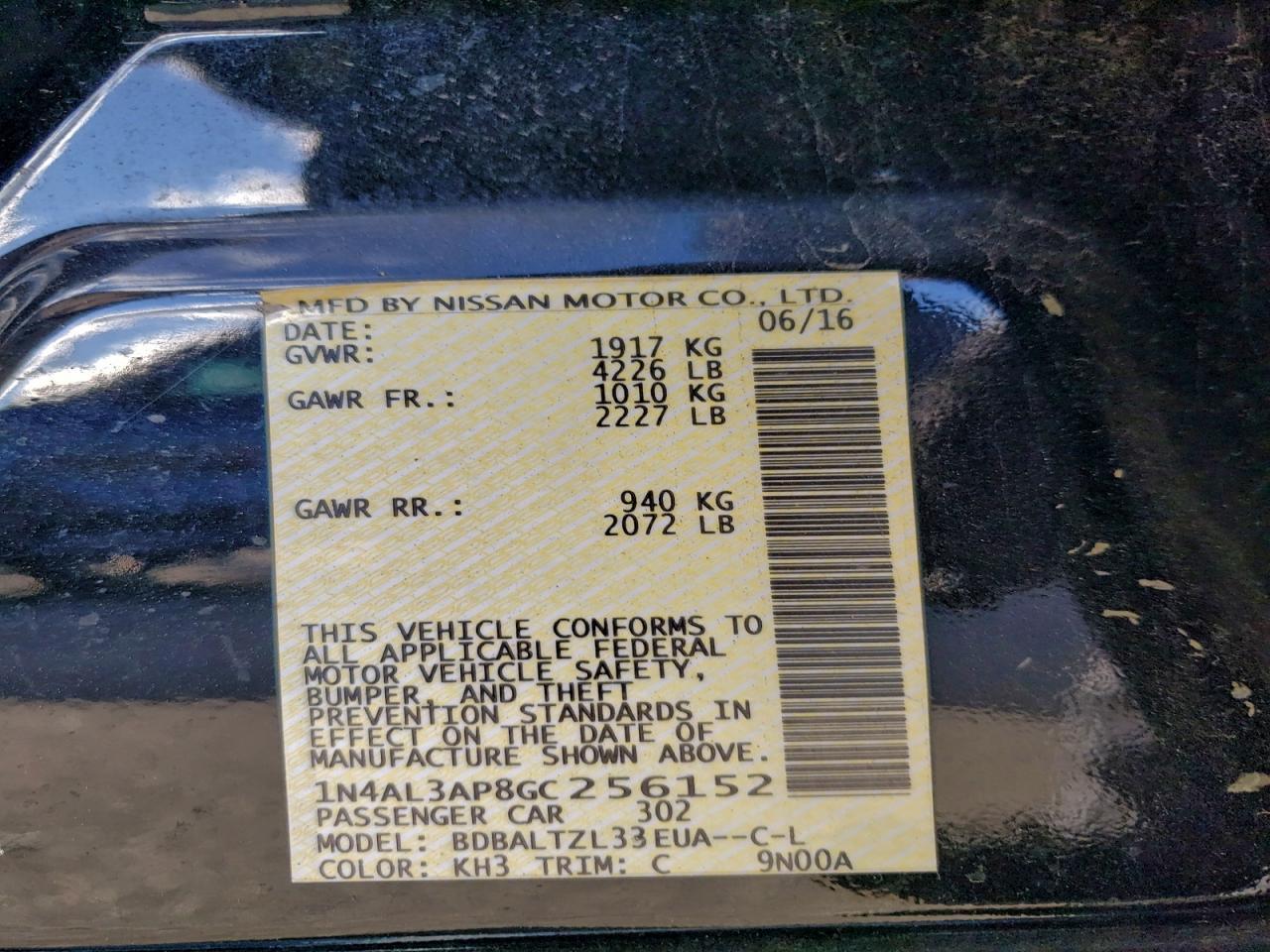 2016 NISSAN ALTIMA