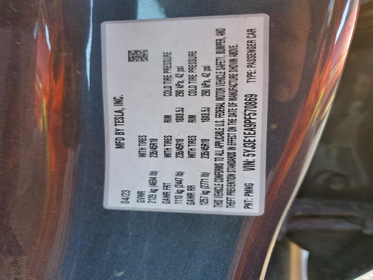 2023 TESLA MODEL 3