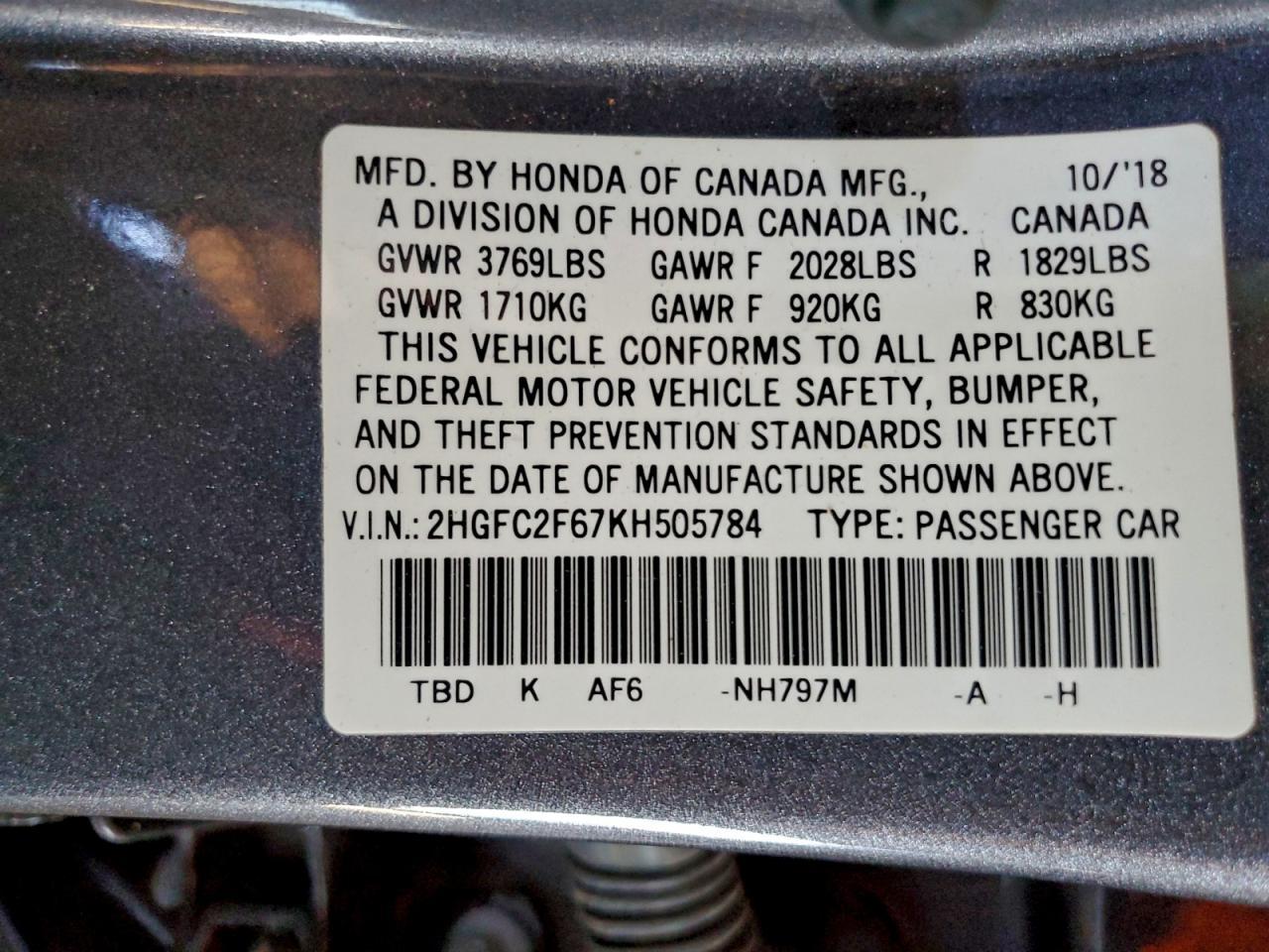 2019 HONDA CIVIC