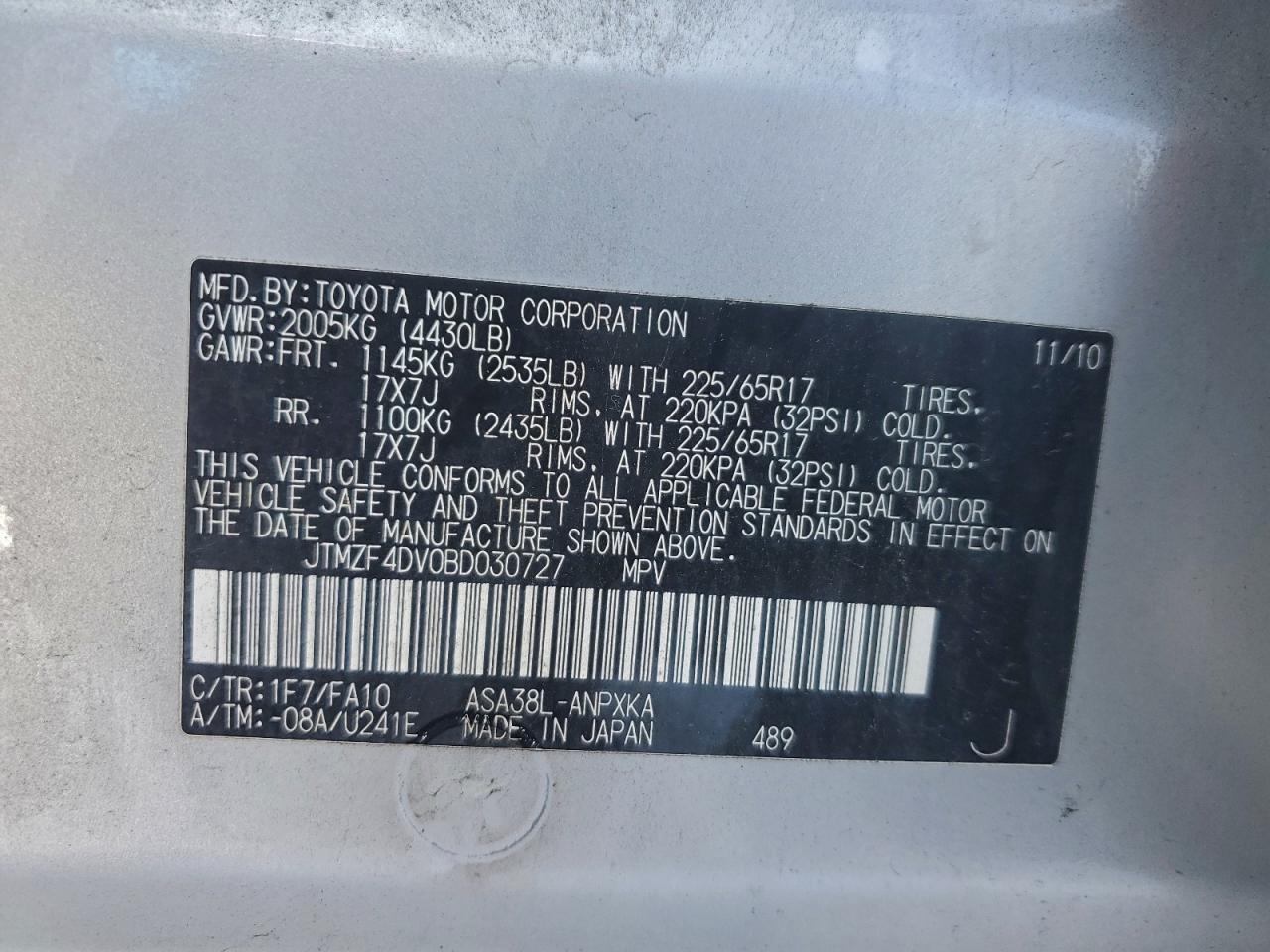 2011 TOYOTA RAV4