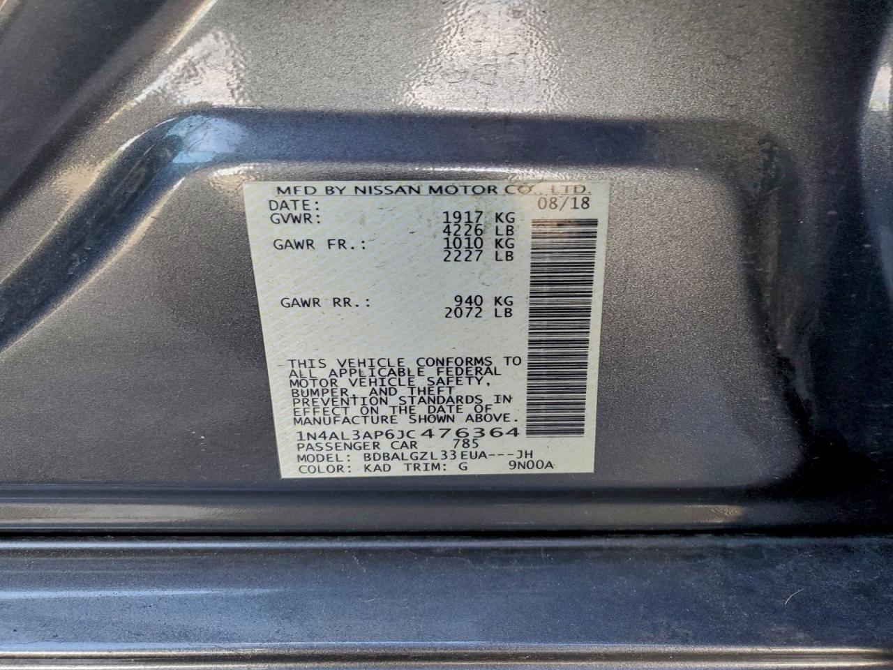 2018 NISSAN ALTIMA