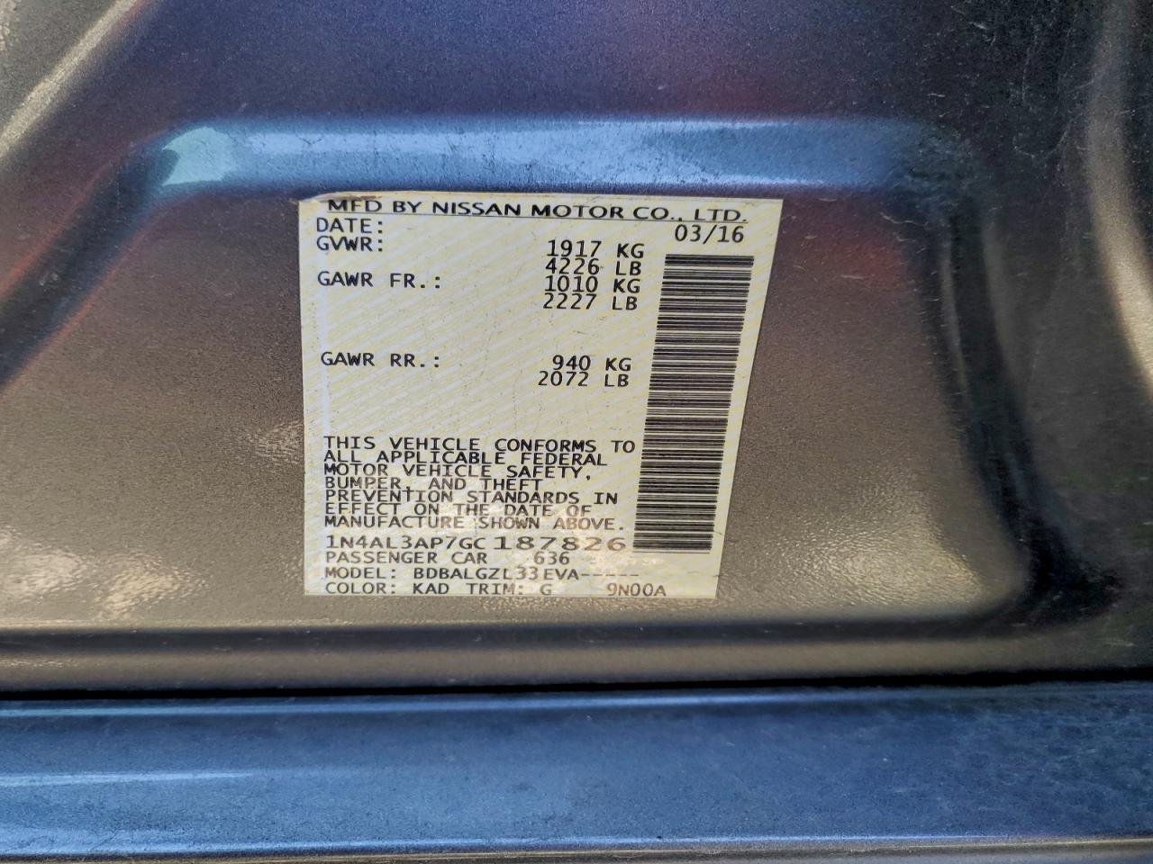 2016 NISSAN ALTIMA