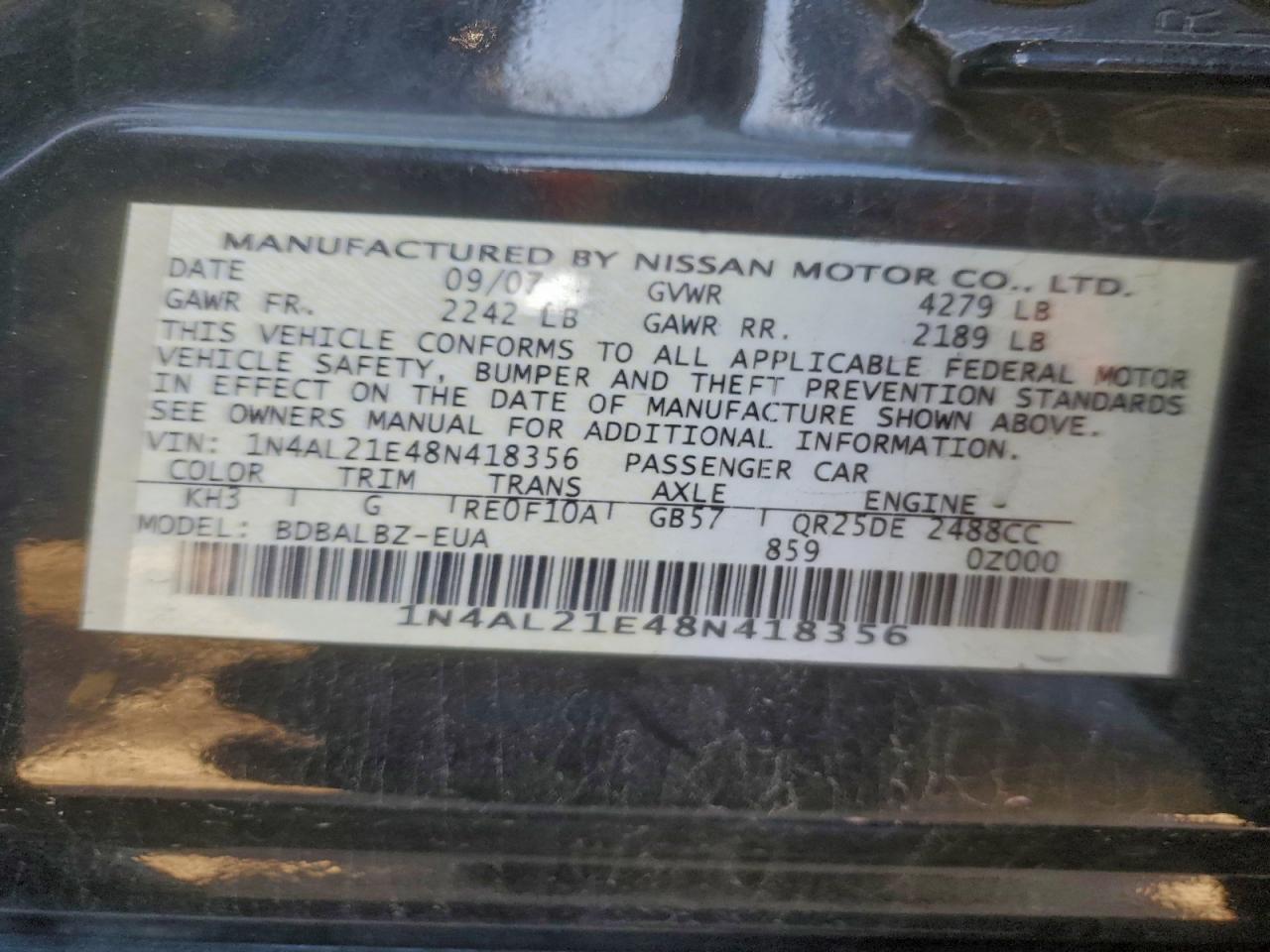 2008 NISSAN ALTIMA