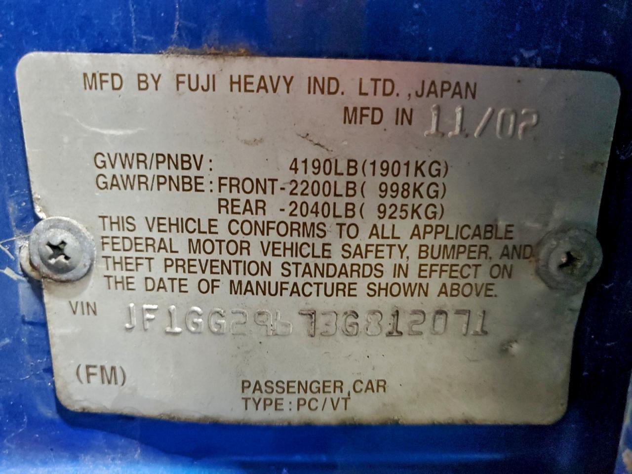 2003 SUBARU IMPREZA