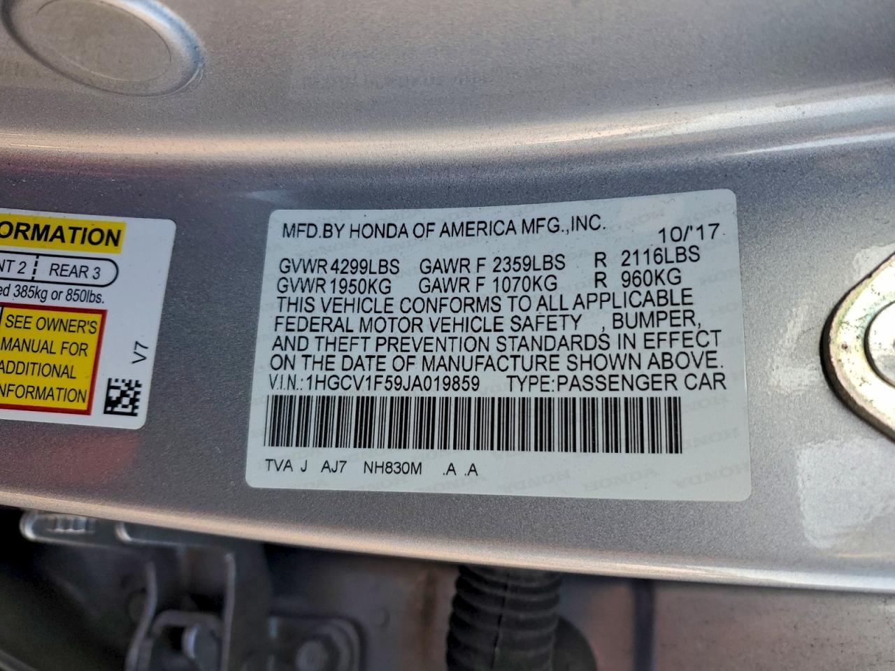 2018 HONDA ACCORD