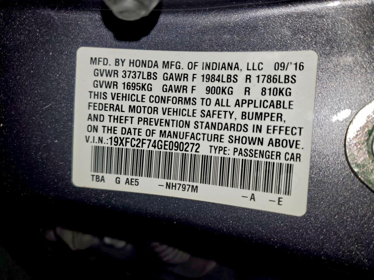 2016 HONDA CIVIC