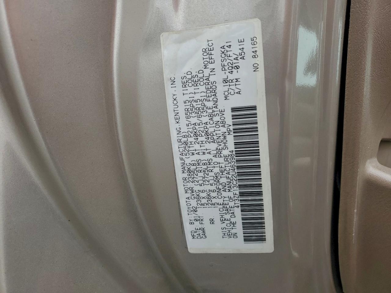 2002 TOYOTA SIENNA