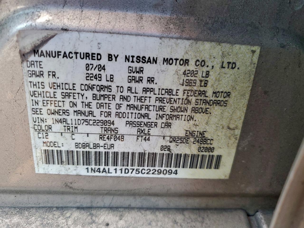 2005 NISSAN ALTIMA