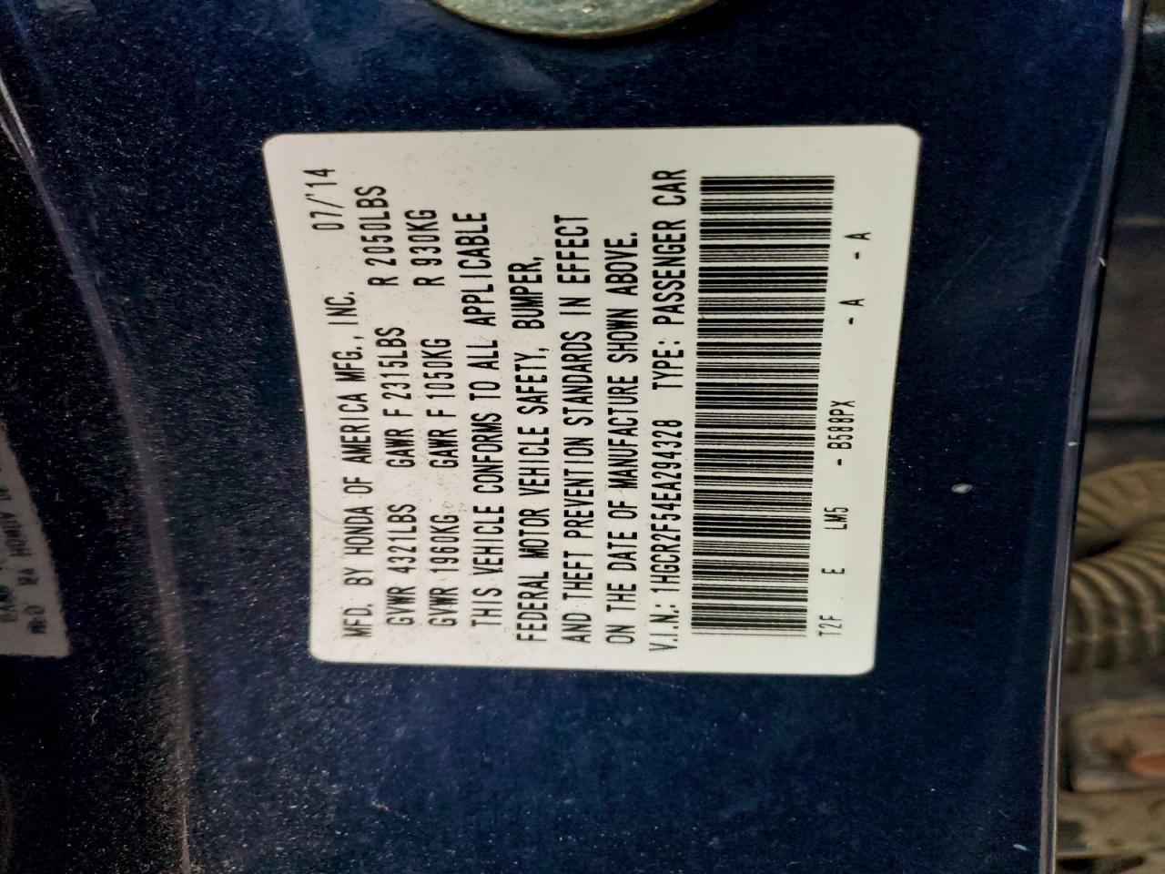 2014 HONDA ACCORD