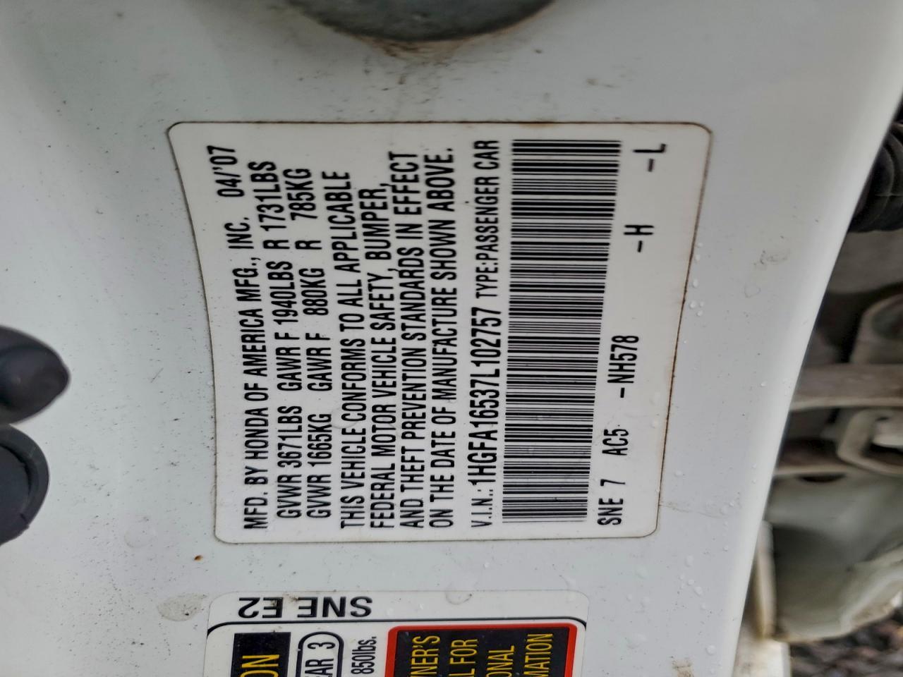 2007 HONDA CIVIC