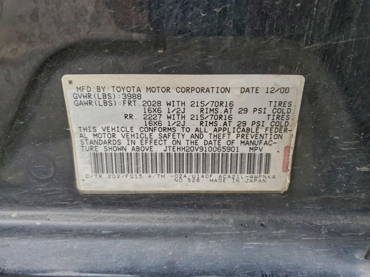 2001 TOYOTA RAV4