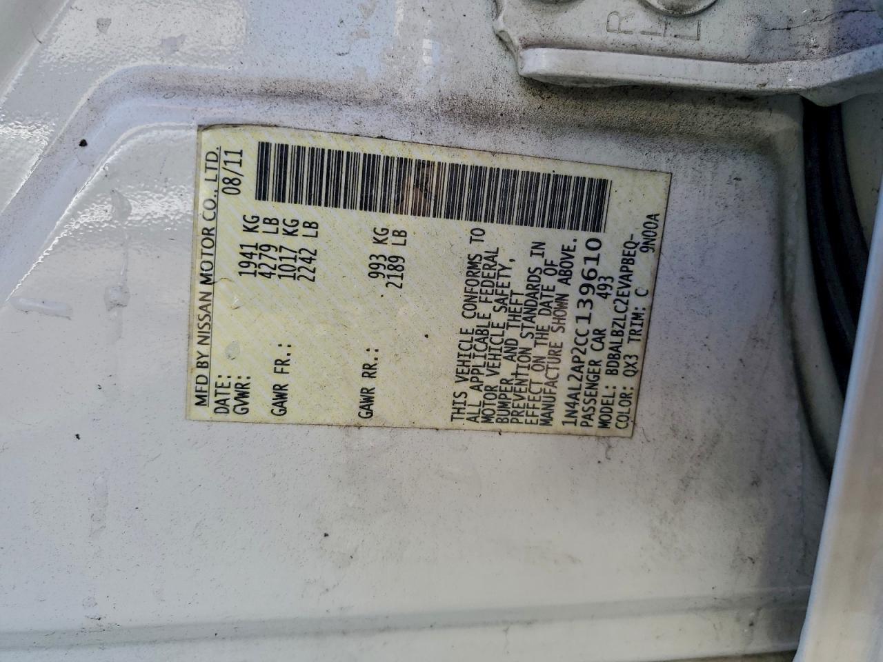 2012 NISSAN ALTIMA