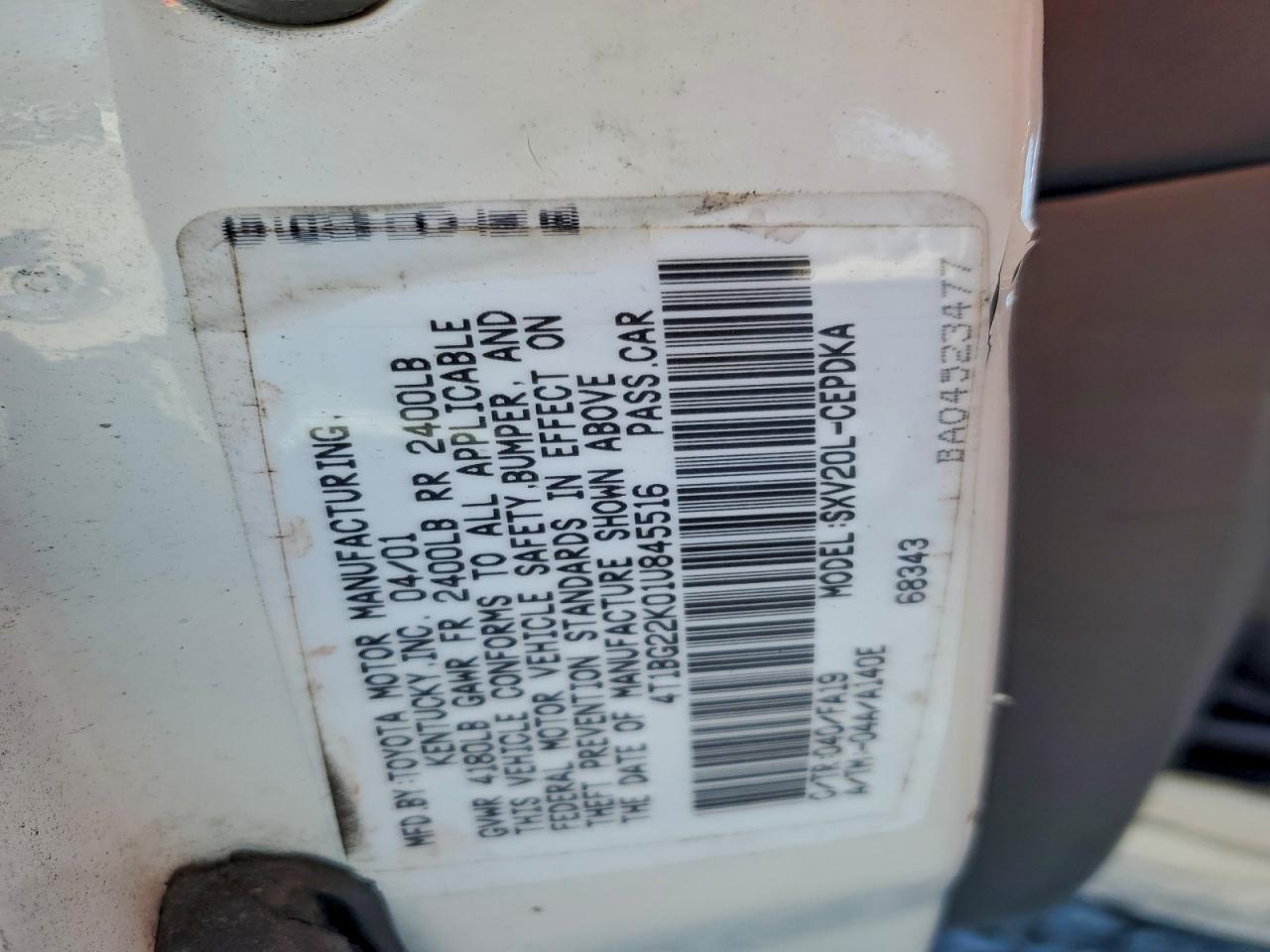 2001 TOYOTA CAMRY