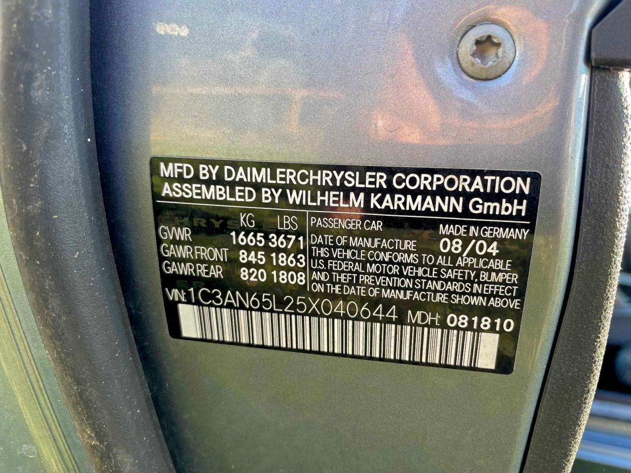 2005 CHRYSLER Crossfire